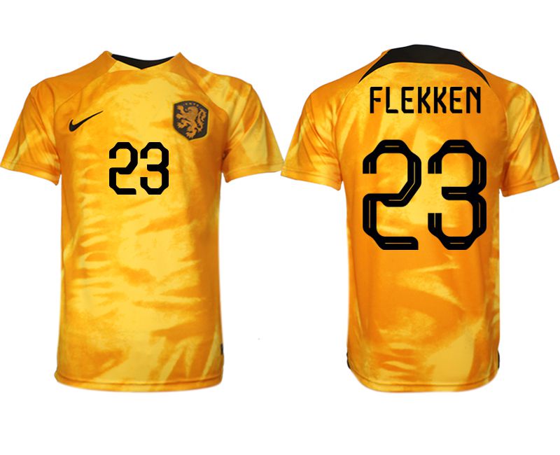 Cheap Men 2022 World Cup National Team Netherlands home aaa version yellow 23 Soccer Jersey